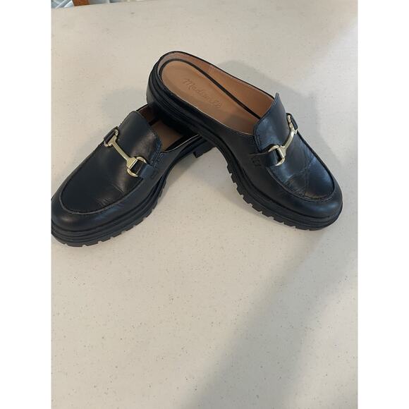 Madewell Women Backless Leather Loafer Chunky y2k 90s-inspired lug sole Sz8 - Picture 1 of 4